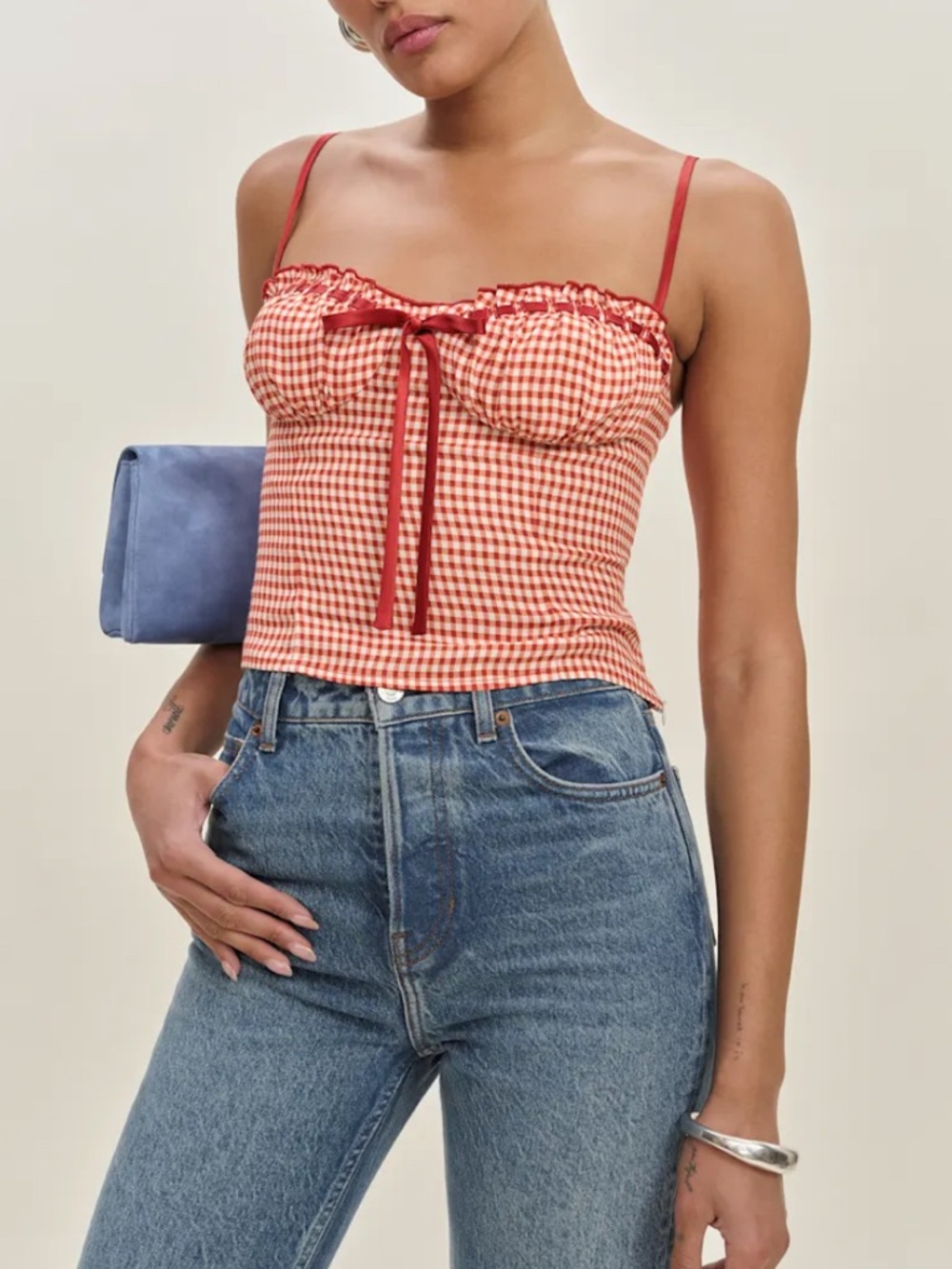 Like new 🍒 Reformation Andrea red gingham top - Picture 2 of 8